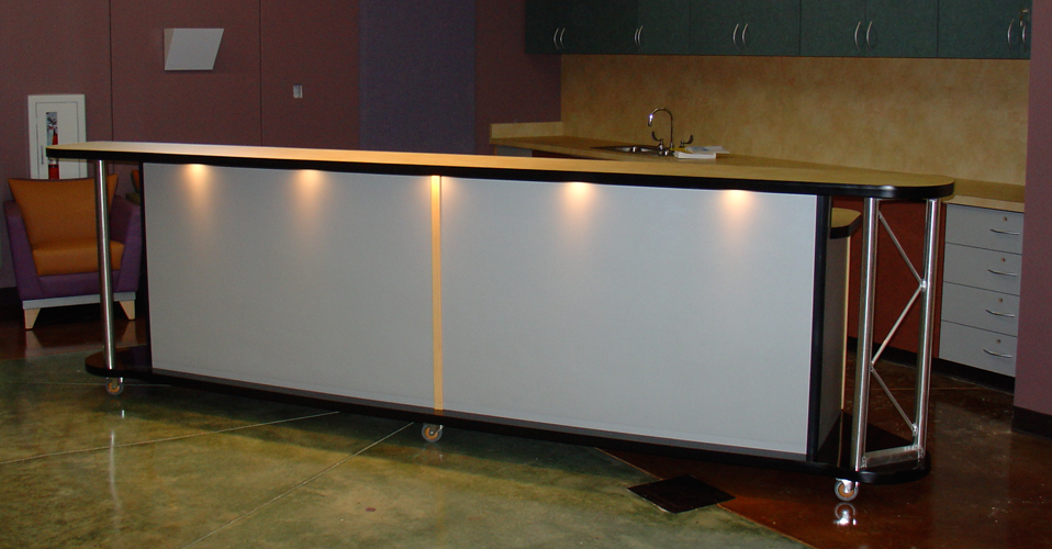 Church welcome booth, church welcome center furniture, church welcome center design, church welcome desk